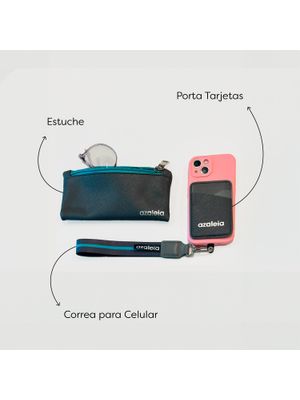 Pack estuche, tarjetero y porta celular gris Azaleia
