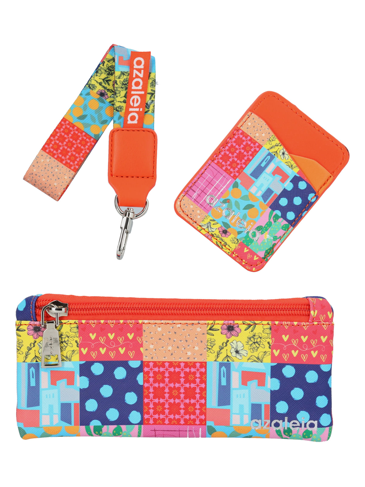 Pack estuche, tarjetero y porta celular multicolor Azaleia