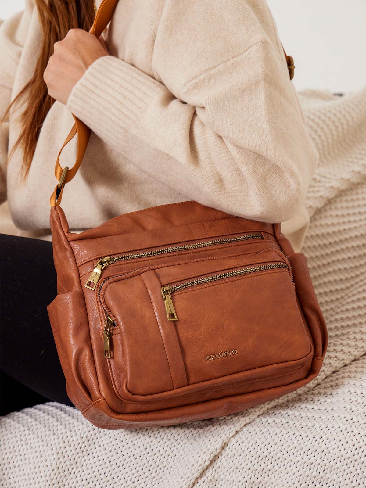 Cartera Mujer Monza Cross Café Azaleia