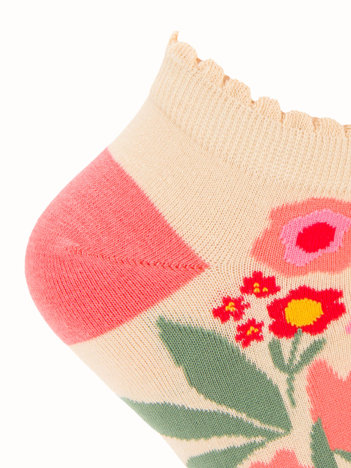 Calcetín Algodón Mujer Ped  Florita Beige/Crudo Azaleia