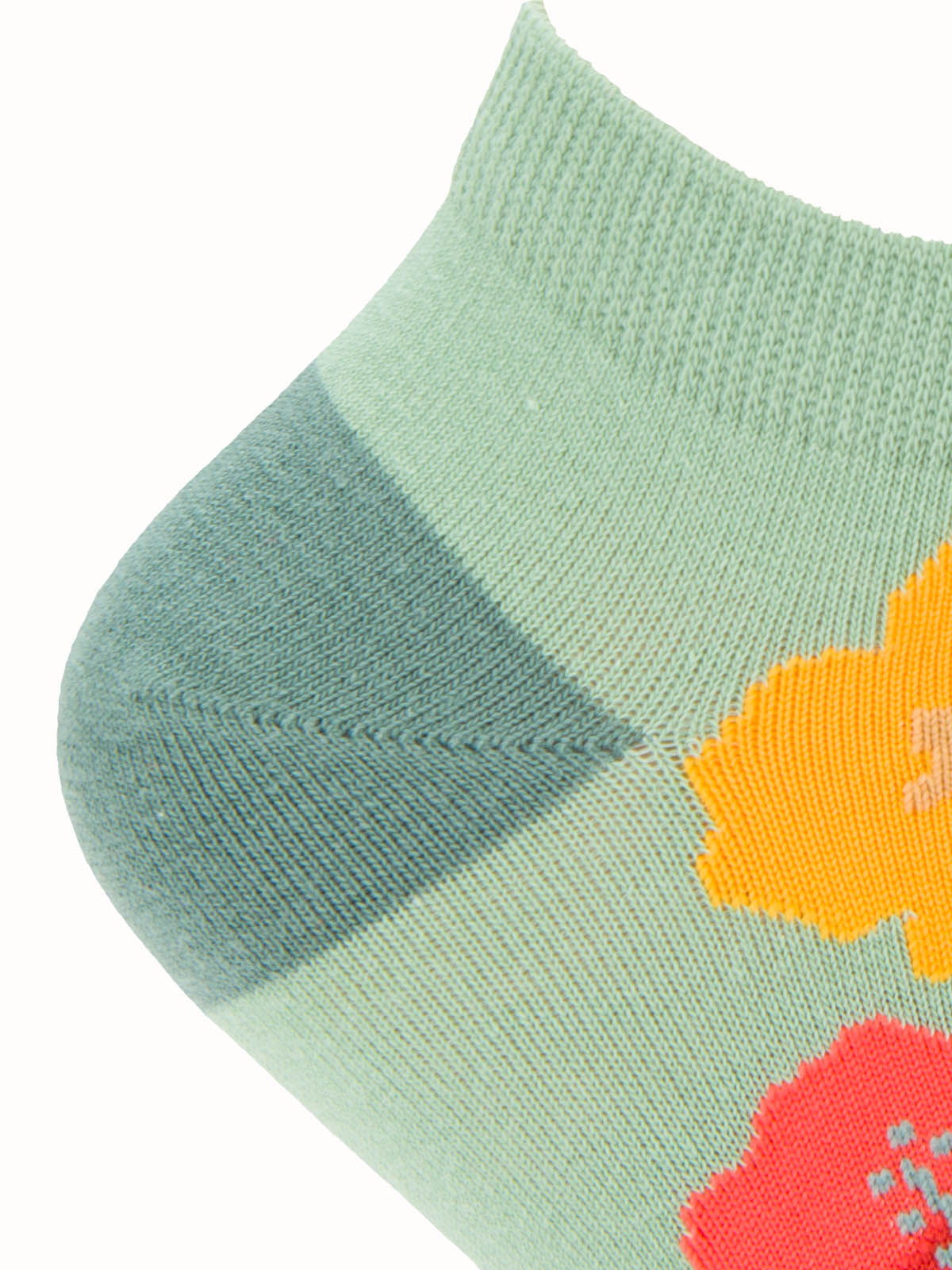 Calcetín Algodón Mujer Ped Hibisco Verde Azaleia